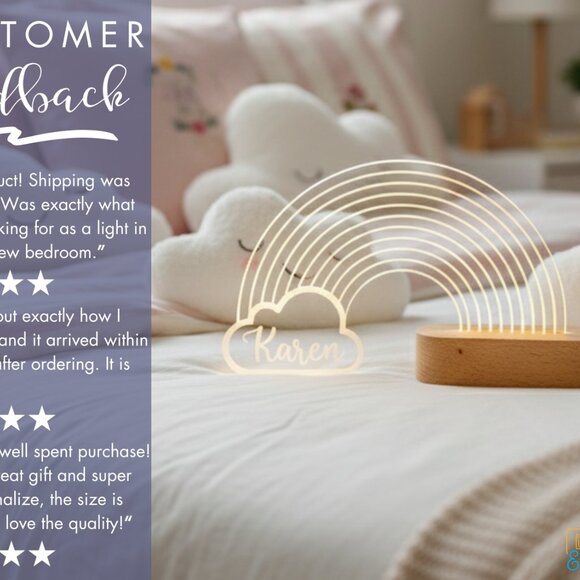 Rainbow & Cloud Night Light – Personalized LED Nightlight - Picture 7 of 8